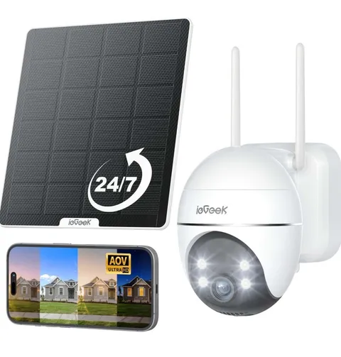 2k Solar Security Cameras Wireless Outdoor,WiFi Surveillance Camera,360 PTZ,IP66