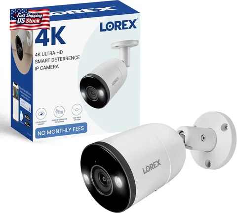 Lorex Outdoor 4K IP Add-On Metal Bullet Security Camera | NVR Add-On | Smart Mot