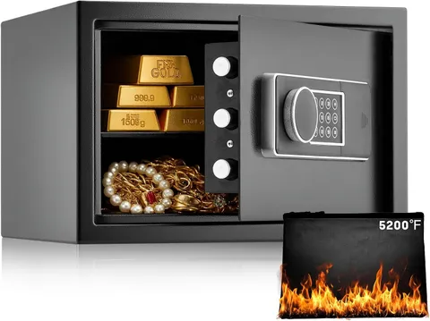 1.3 Cuft Small Safes for Home, Security Safe Box with Fireproof Bag, Digital Key