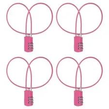 4 Pcs 3 Digit Luggage Cable Combination Lock with 20" Long Cable, Rose