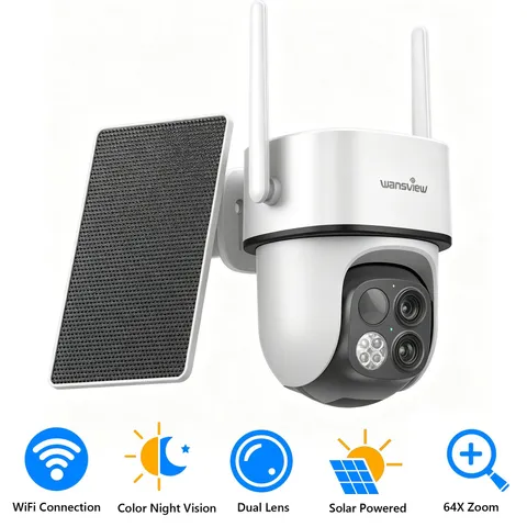 Wansview 2K Outdoor 360° Wireless Solar Security Camera Home Wifi Battery PTZ
