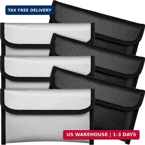 Leinuosen 6 Pack Small Fireproof Bag 8 x 5 Inch Fireproof Money Waterproof Pouch