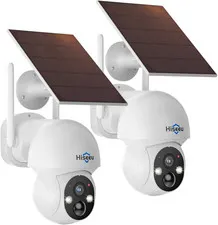 Solar Security Camera, 2PCS 4MP Wireless Wifi Camera Outdoor, PTZ 360° View, PIR