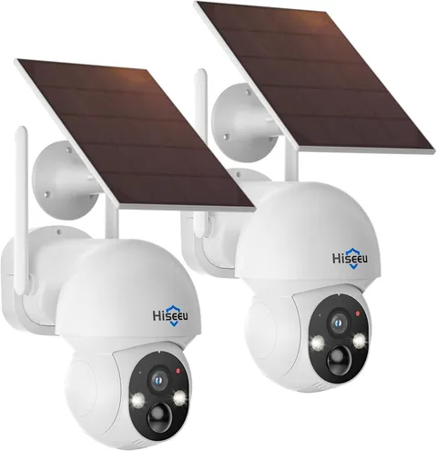 Solar Security Camera, 2PCS 4MP Wireless Wifi Camera Outdoor, PTZ 360° View, PIR