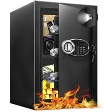 2.5 Cu Ft Large Safe Box with Fireproof Waterproof for Documents - Steel Secu...