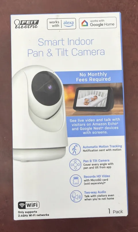 Feit Electric Indoor Security Camera with Motion PLUG-IN DESK CAMERA, White 