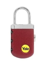 Yale YP3/31/123/1B Elegant Combination Padlock - Burgundy | School, Gym & Travel
