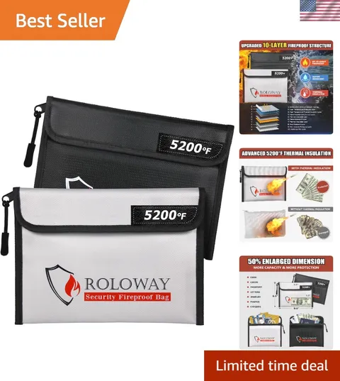 5200℉ Heat-Resistant Fireproof Bag 9.6 x 6.6 Inches - Perfect for Cash Safety