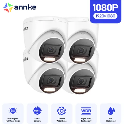 ANNKE 4PCS 1080P 2MP TVI Outdoor Indoor Color Night Vision CCTV Security Camera