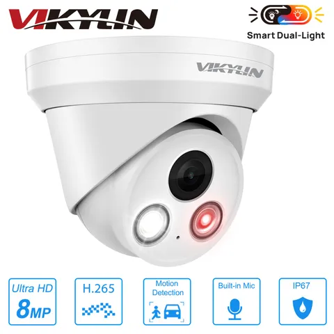 VIKYLIN 4K 8MP PoE IP Camera Security Cam Outdoor Dual light Night Vision NDAA