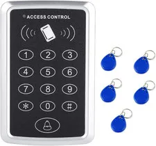 Door Access Control Keypad, Stand-Alone Password RFID Reader+5Pcs Keyfob Keychai