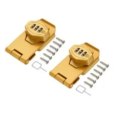 Keyless Cabinet Combination Lock 3" 2Pcs 3-Digit Password Hasp Lock Gold