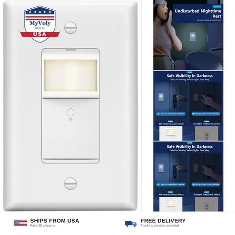 LIDER PIR Vacancy Motion Sensor Switch, LED, UL Listed, Matte White | 1200 Sq...