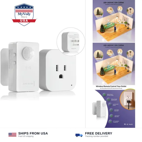 RAYZEEK Wireless Motion Sensor Plug Kits,No-Wire Mini PIR Sensor Switch Contr...