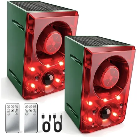 Solar Motion Sensor Alarm with Dog Barking Sound 2pk