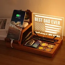 Attivolife Gifts for Dad Men Husband, LED Phone Docking Station Desk Organize...
