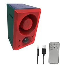 Solar Outdoor Motion Detector Alarm with 130dB Dog Barking & Gunshot Sounds,