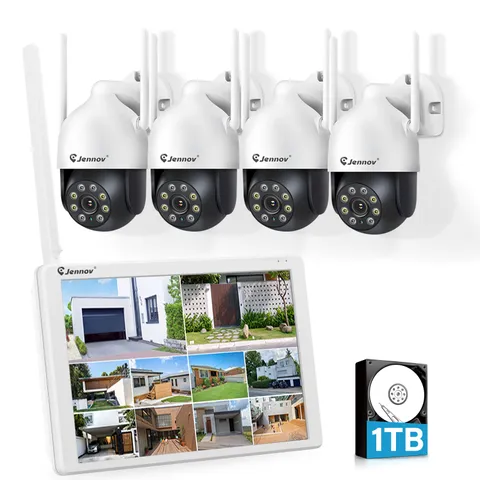 JENNOV 5MP 2.4/5G WiFi 10CH NVR PTZ Security Camera System Outdoor AI Kit