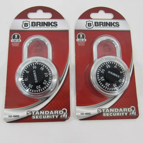 2- Brinks Padlock Standard Security 3 Dial Combination Lock  #162-49002== NEW -