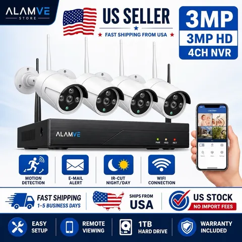 10CH NVR 5MP System, 5×3MP Cameras, 1TB HDD, Night Vision, Motion Detection, App