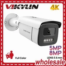 Vikylin 4K 8MP 5MP Full Color POE Camera Outdoor NDAA Onvif Camera Wired 3.6MM
