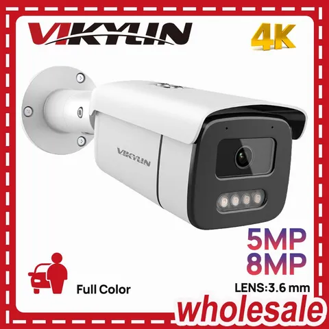 Vikylin 4K 8MP 5MP Full Color POE Camera Outdoor NDAA Onvif Camera Wired 3.6MM