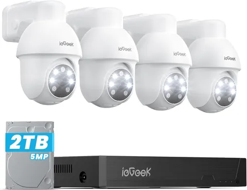 ieGeek 5MP Outdoor/Indoor PoE Security Camera System, Home Wired CCTV, 8CH NVR