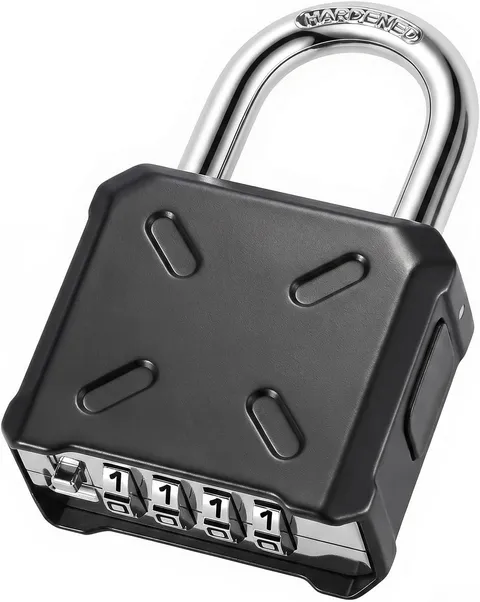 Heavy Duty Weatherproof Combination Lock, 4 Digit Outdoor Padlock | One-Handed S