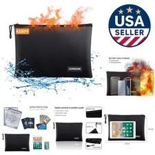 Fireproof Document Storage Bag - Waterproof Aluminum Lined Zipper Pouch