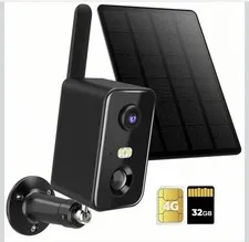 4G LTE Wireless Security Camera - No WiFi, 2K Live Feed, Color Night Vision+32GB