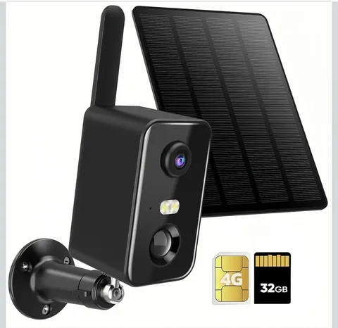 4G LTE Wireless Security Camera - No WiFi, 2K Live Feed, Color Night Vision+32GB