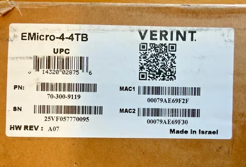 Verint EdgeVR Micro 4 Network Video Recorder (NVR)