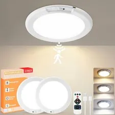 KYEKIO Rechargeable Ceiling Light 2Pack, 3 Color Magnetic Motion White