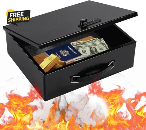Fireproof Safe Lock Box Metal Dual Combination Key Home Document Money Safe XL