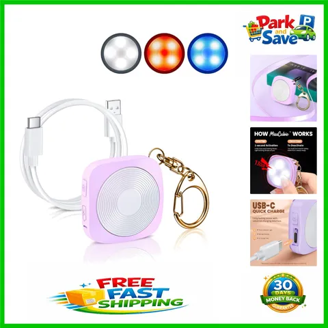 Tri-Color Strobe Safety Alarm for Women - Waterproof Keychain with USB Charging
