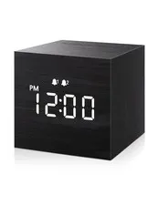 JALL Digital Alarm Clock, with Wooden Electronic LED Time Display, 3 Alarm, 2...