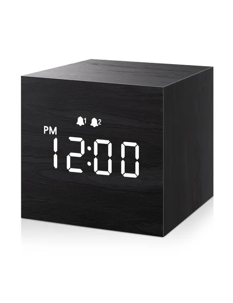 JALL Digital Alarm Clock, with Wooden Electronic LED Time Display, 3 Alarm, 2...