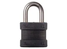 Padlock 3" H X 1.75" W X 1" L Laminated Steel Dual Ball Bearing Locking Black