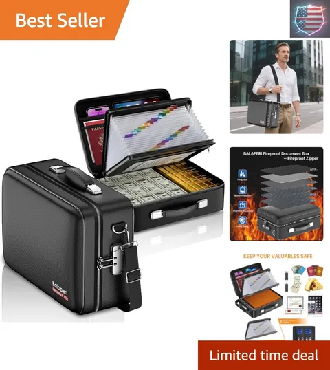 Fireproof with Fireproof Zipper,File Organizer Hard Case with Lock,Portable D...