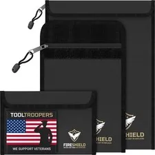 FIRESHIELD PRO Upgraded 2000°F Fireproof Document Bag 3-Pack – Fire & Water R...