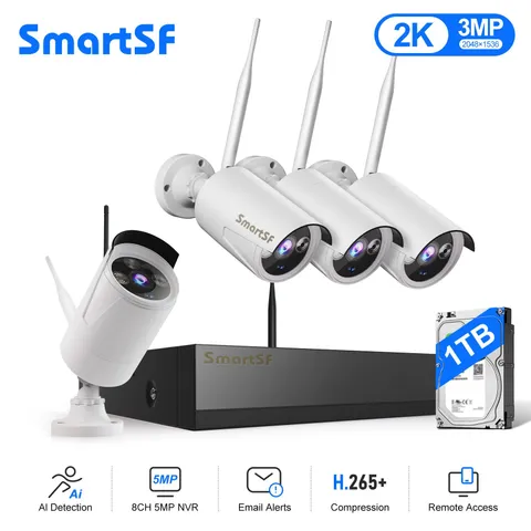 Wireless Security Camera System Outdoor Home 3MP 8CH With 1TB Hard Drive WiFi HD