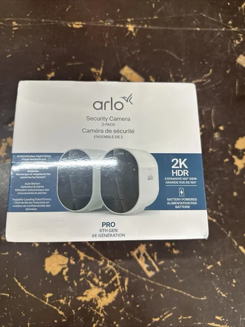 Arlo Pro 6 Wire-Free 2K Security Camera - White - 2 Pack New & Sealed G7