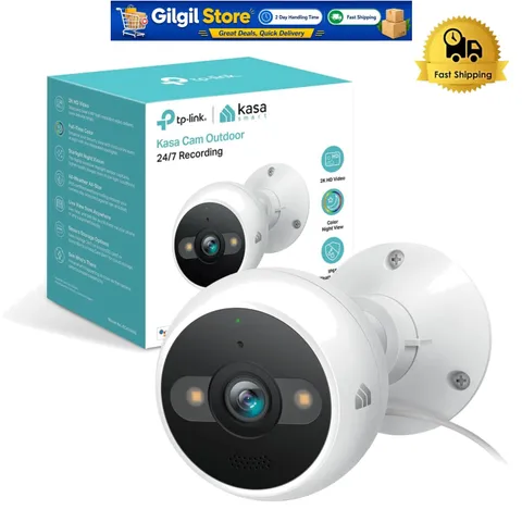 Kasa 2K+ Outdoor Security Camera - 24/7 Recording, Night Vision, Voice Control