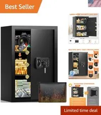 21.65" Large Security Safe with Dual Alarm, Fireproof A4 Bag & Removable Shelf