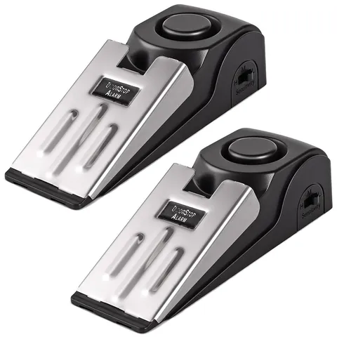 Door Stop Alarm, Stopper Security for Home 5.3 x 1.7 x 1.4 inches, Black