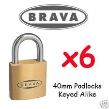 Padlocks x6 KEYED ALIKE BRAVA 40mm  High quality BULK LOT