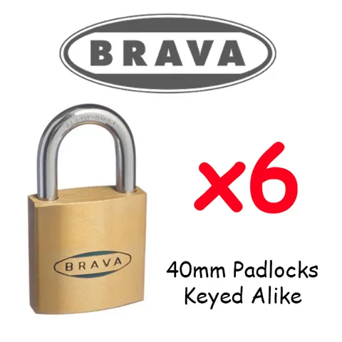 Padlocks x6 KEYED ALIKE BRAVA 40mm  High quality BULK LOT