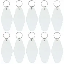 Nwsrayu 10pcs Blank Hotel Keychains Bulk Vintage Motel Keychain Vinyl HTV pri...