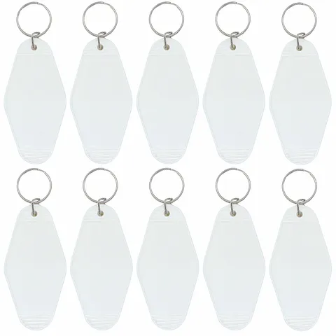 Nwsrayu 10pcs Blank Hotel Keychains Bulk Vintage Motel Keychain Vinyl HTV pri...