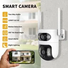 Dual eye gun ball linkage monitoring camera, panoramic+detail dual camera, high